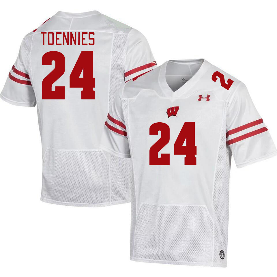 Men #24 Cole Toennies Winsconsin Badgers College Football Jerseys Stitched Sale-White